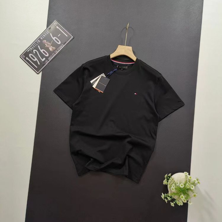 現物夏トミートミー男性カジュアルシンプル純色刺繍マーク丸首カバー首ゆるい半袖tシャツ