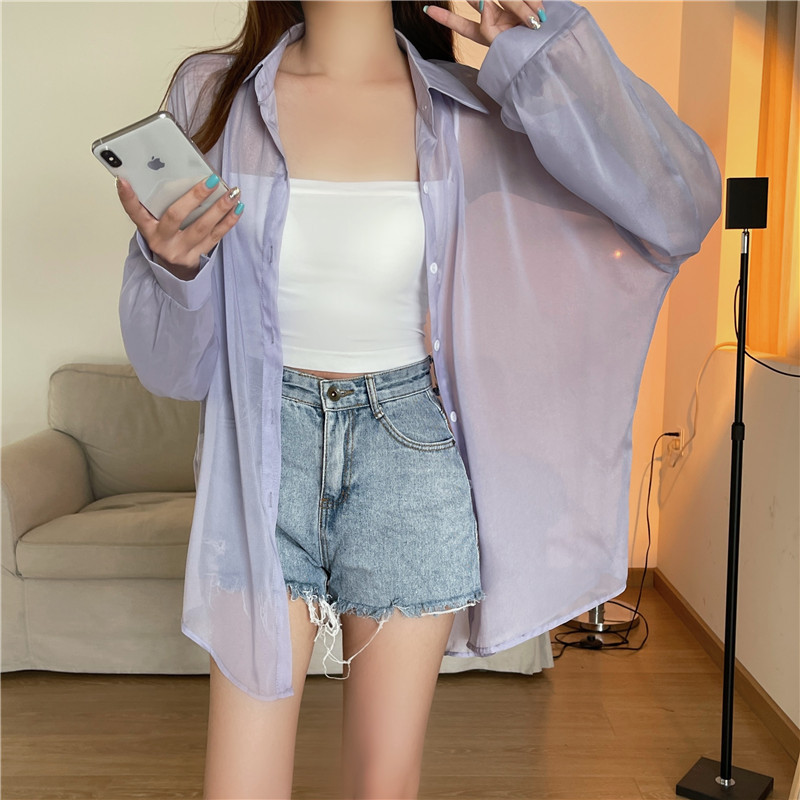 112g Weight Long Sleeve Sleeve Length Single Breasted Placket Type Shirtsleeve Sleeve Type Polyester, Chiffon Fabric Type Regular Top Length Cardigan Tops Type Holiday Occasion Shirt Collar Neckline Loose Fit Type Solid Color Pattern Summer, Spring Season Women's Gender Casual Style Wholesale Women's Casual Solid Color Long Sleeve Blouses 61