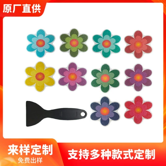 Нескользящие наклейки для ванной комнаты с красочными цветами и героями мультфильмов, водонепроницаемые и противоскользящие силиконовые наклейки для ванной комнаты, милые противоскользящие наклейки с принтом