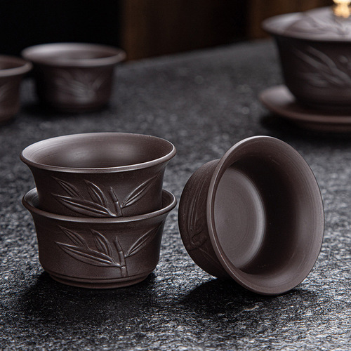 Ceramic high-end purple clay kung fu tea set gift box set Dehua purple clay pot teapot tea cup complete set wholesale custom logo