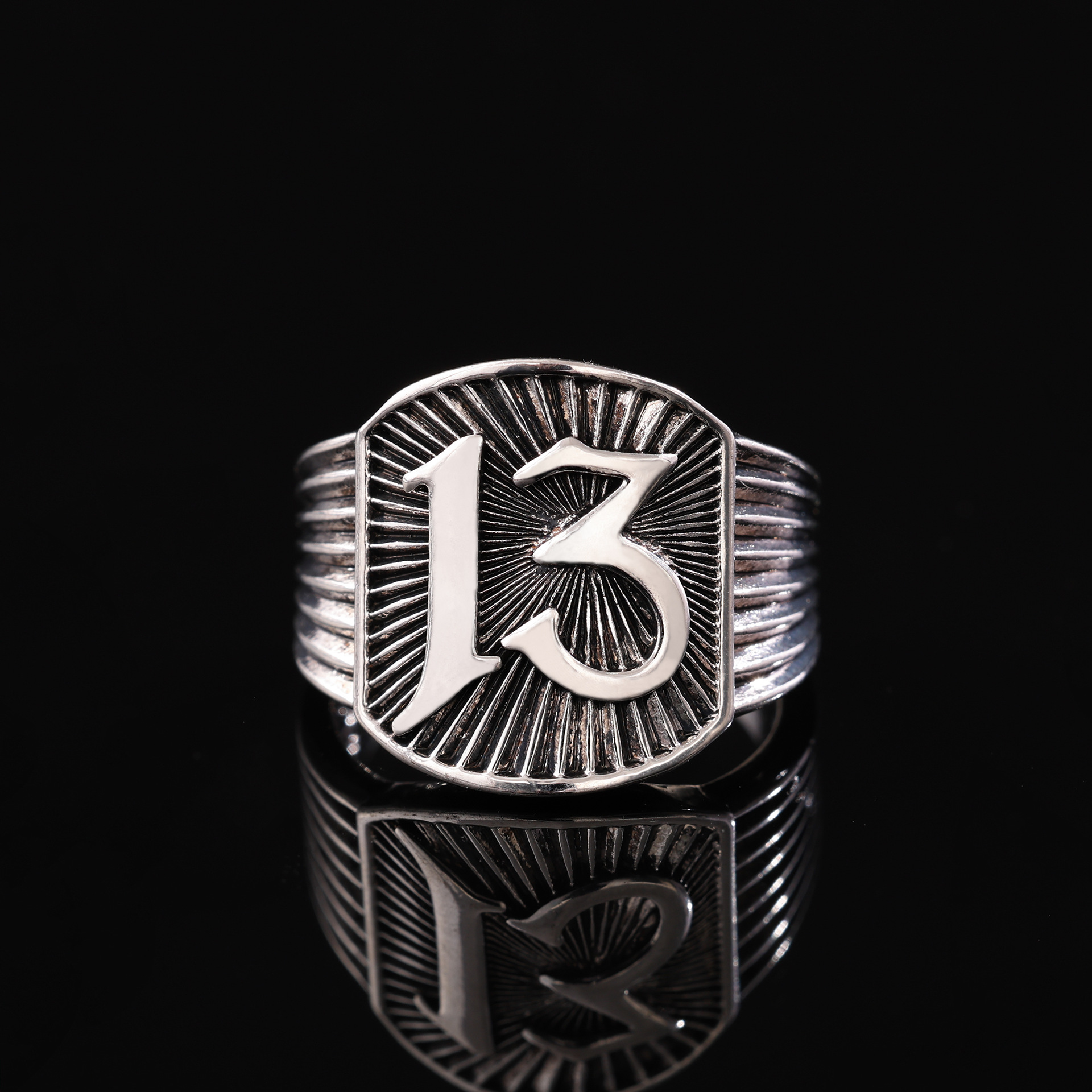 Foreign Trade New European and American Retro Men's Ring Wholesale Light Digital 13 Ring Wish Hot Selling Ring Wholesale