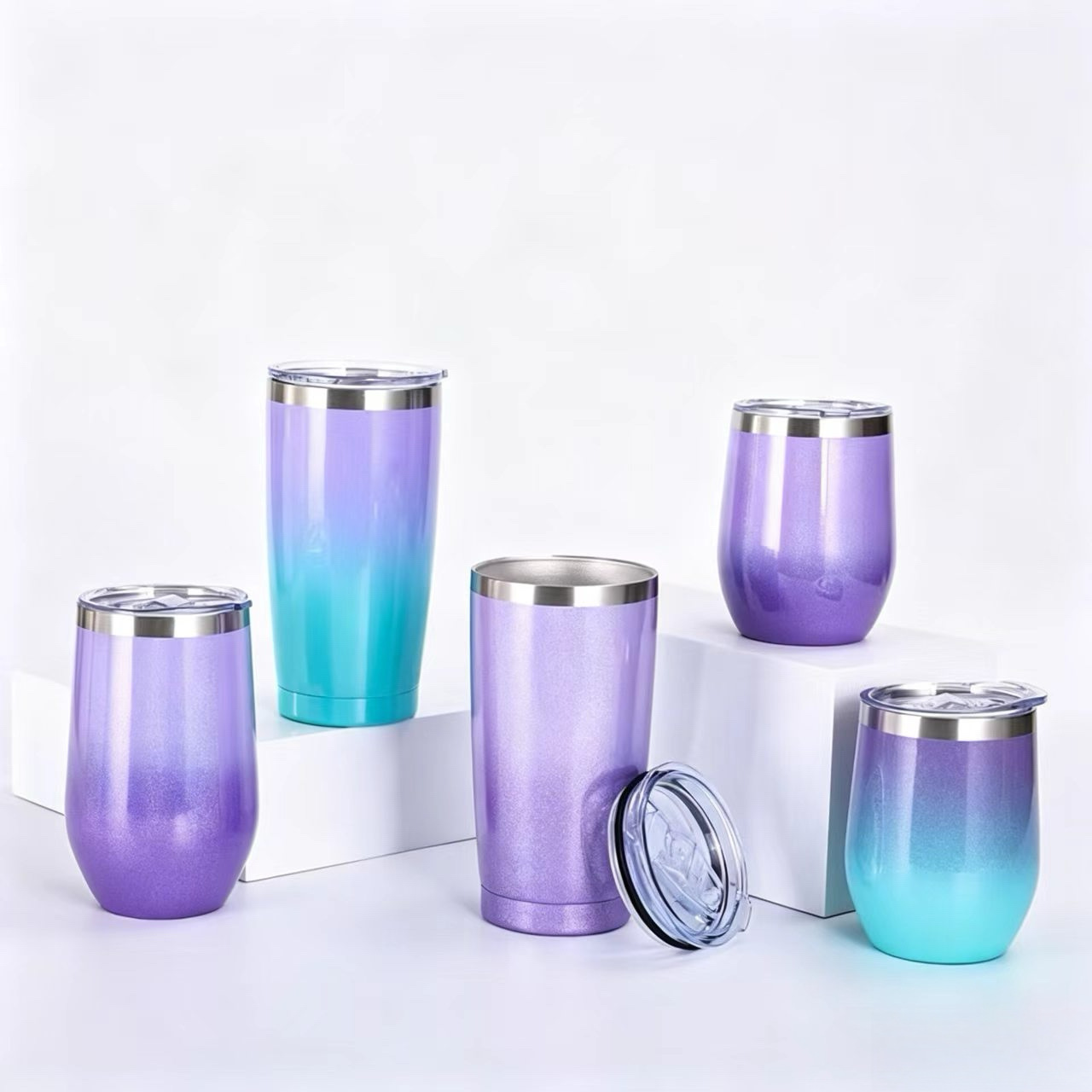 Amazon's Best-Selling Aromatherapy Spa Gift Box Thermos Cup 304 Stainless Steel Thermos Cup Gradient Color Pearlescent Water Cup Customization