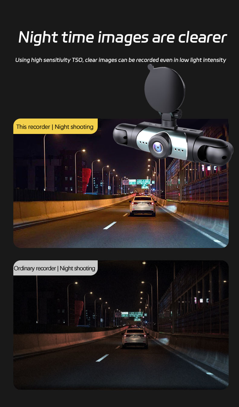 Y108 Cross-Border 4-Channel Four-Lens 3.16inch Popular Dash Cam Hd 1080P Infrared Night Vision Parking