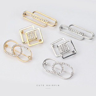 Anti-light Brooch Women's Cardigan Neck Pin Fixed Suit Accessories Square Oval Pap High Clothing Accessories