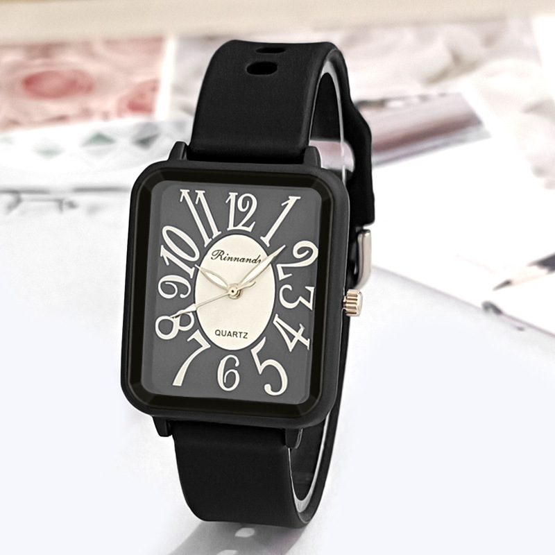 Nieuwe mode eenvoudige vierkante dameshorloge student casual digitale siliconen band dames quartz horloge_voghion.com