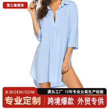 定制外贸货源雪纺女装套头蕾丝衫 欧美热销纯色雪纺衫贴牌加工OEM