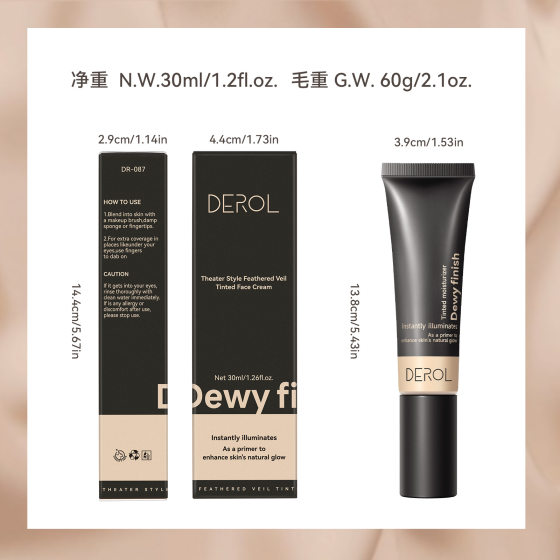 Cross-border DEROL colored cream moisturizing moisturizing brightening skin color before makeup isolation Moisturizing Light Foundation
