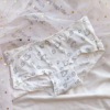 Japanese girl low -waist ice silk printed flowers without trace panties, lady, little green flower ice silk printed underwear