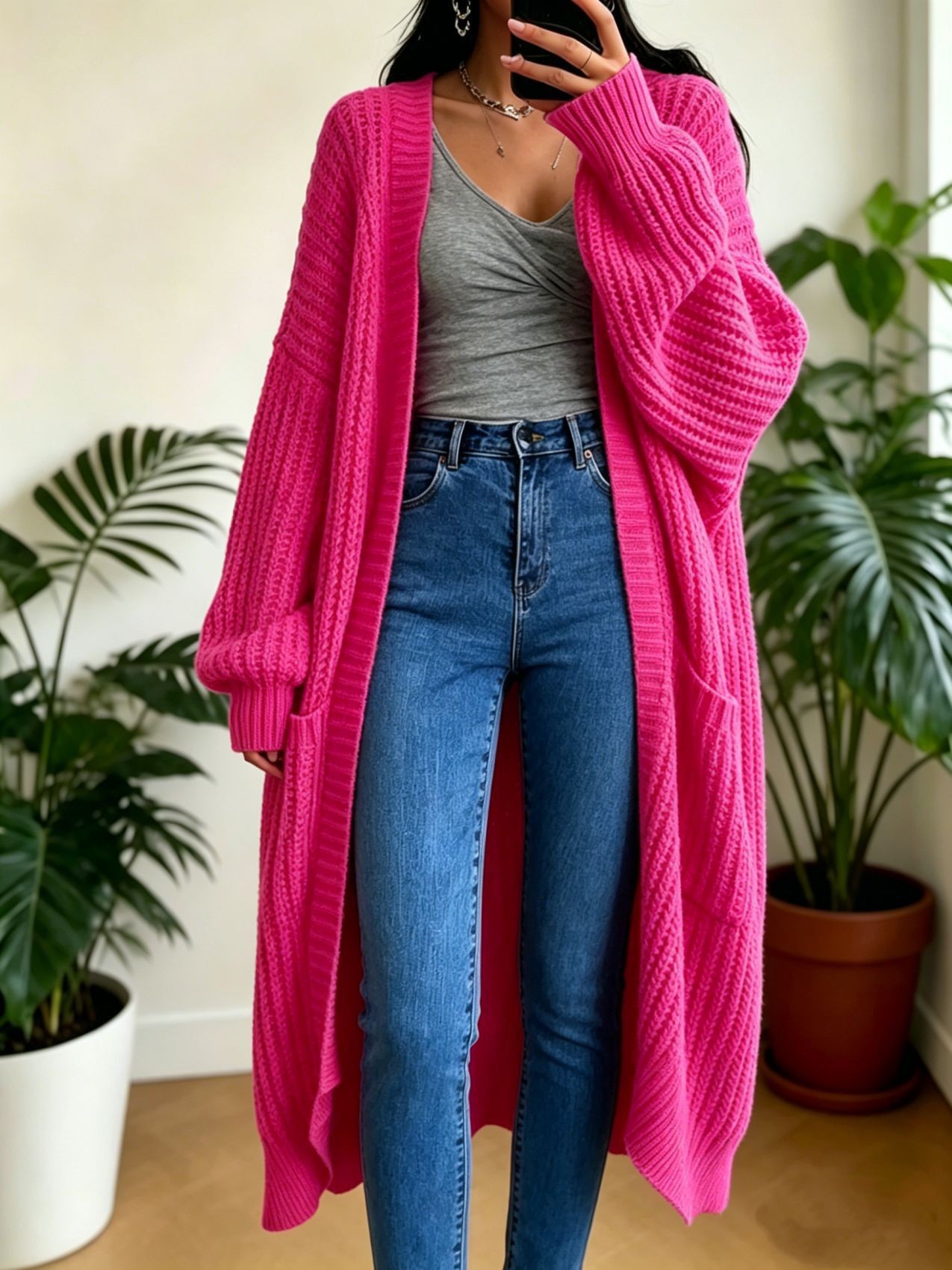 Suéter de rodilla grueso de otoño y invierno abrigo femenino suelto versátil fondo de manga larga jersey cardigan perezoso tendencia media y larga image 31