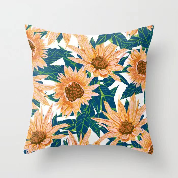 Girasol amarillo girasol funda de almohada Nordic casa estilo melocotón piel sofá del coche cojín cubierta image 17