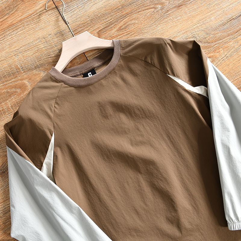 Men's Clothing mountain casual autumn new men's outdoor sports high end color matching quick drying stretch long sleeved T shirt_voghion.com