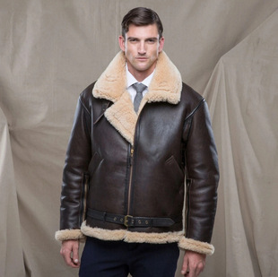 Amazon Wish Independent Station Men's Fur Integrated Thickeneded Cross Heavy Industry Leather Fur Integrated