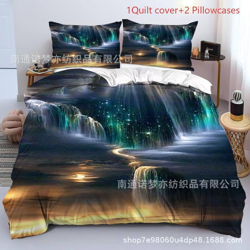 Cross-Border Exclusive Supply of Nantong Brushed Cotton Bedding, Dreamy Waterfall 3D Digital Printed Duvet Cover Cross-Border Exclusive Supply of Nantong Brushed Cotton Bedding, Dreamy Waterfall 3D Digital Printed Duvet Cover