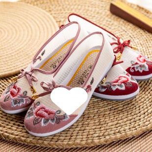 Summer New Style Old Beijing Women's Shoes Women's Mesh Shoes Non-Slip Breathable Wear-Resistant Chinese Style Slip-On Mesh Shoes Flat Bottom