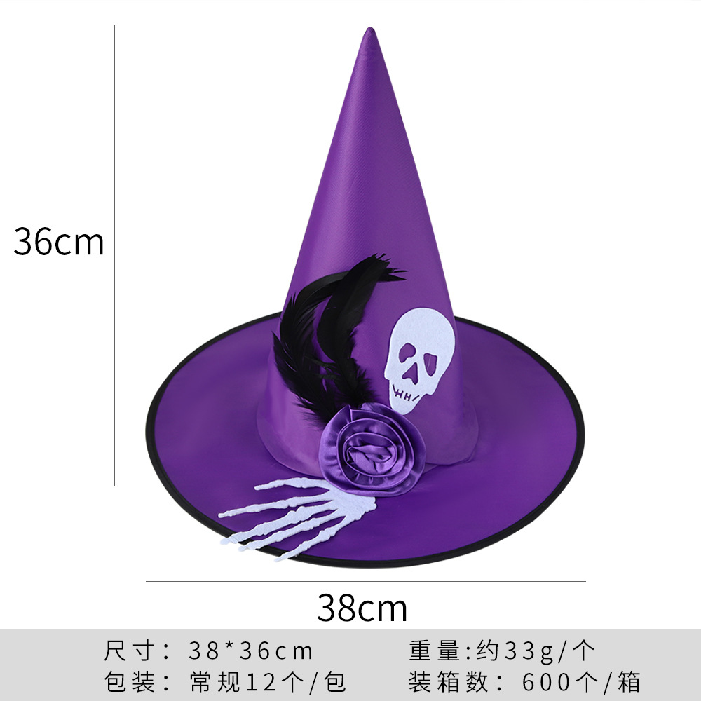Halloween bruja sombrero fiesta bola decoración cráneo mano bruja sombrero Oxford paño magia bruja sombrero Accesorios
