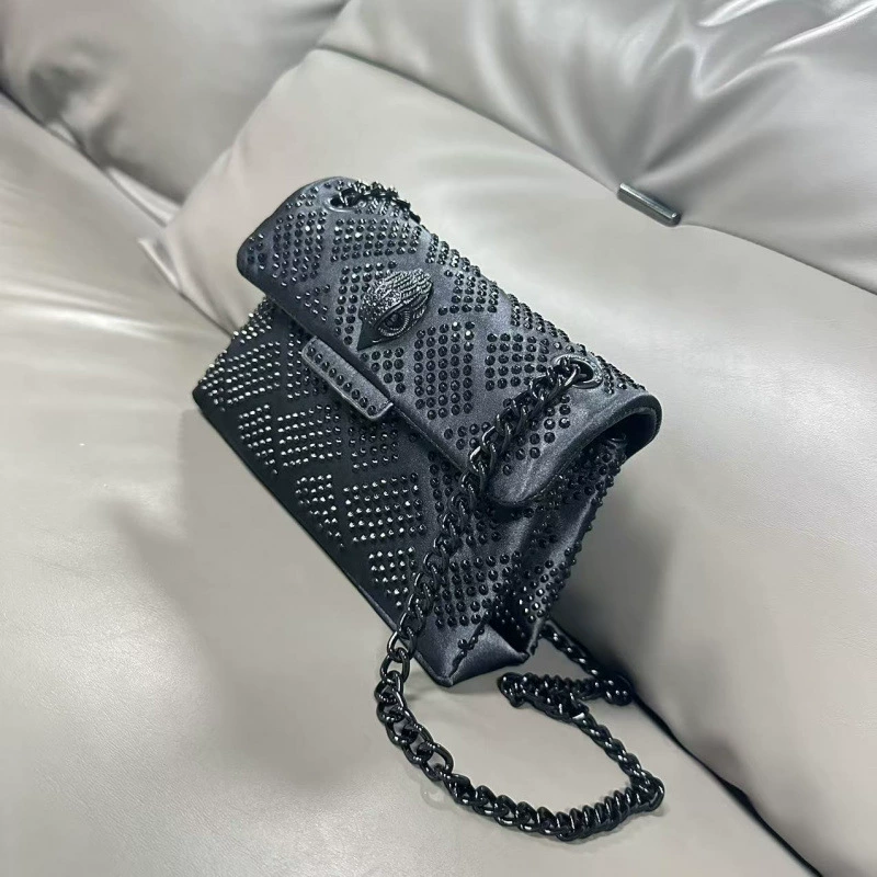 One-shoulder bag on chain, black small bag, chain bag