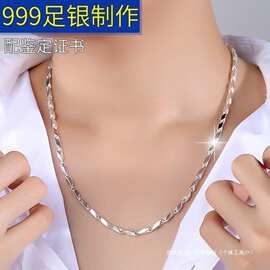 999纯银龙头链男士项链时尚千足银项链粗款时尚潮流锁骨链送男友