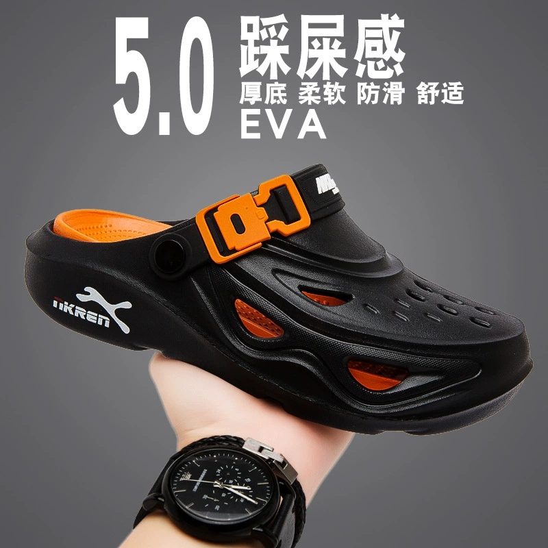 Мужская летняя обувь Croc, нескользящая офисная обувь для вождения, спортивные повседневные пляжные сандалии большого размера двойного назначения