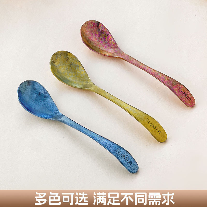 全钛迷你儿童勺家用宝宝学吃饭训练勺自主进食辅食勺婴儿调羹勺|undefined