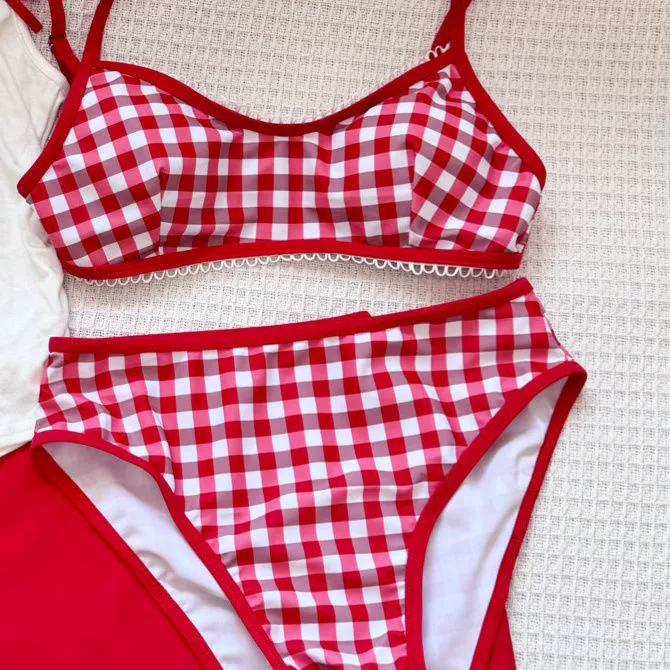 Beach swimwear, split sexy set, 4 piece set