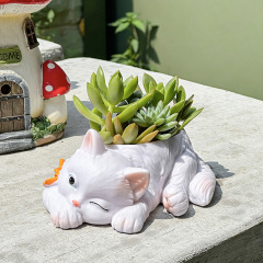 卡通猫咪家居客厅桌面玄关装饰品创意家庭园艺盆栽盆多肉植物花盆