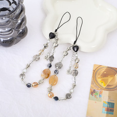 虞書欣同款手機掛繩幸運山茶花短款串珠手機殼掛鏈ins小眾掛飾