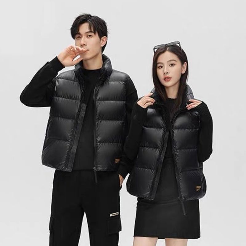 여성용 다운 조끼 가을, 겨울 새로운 스타일 하이 엔드 90 오리 다운 재킷 블랙 골드 남성과 여성 같은 스타일 커플 짧은 스타일 따뜻한 도매