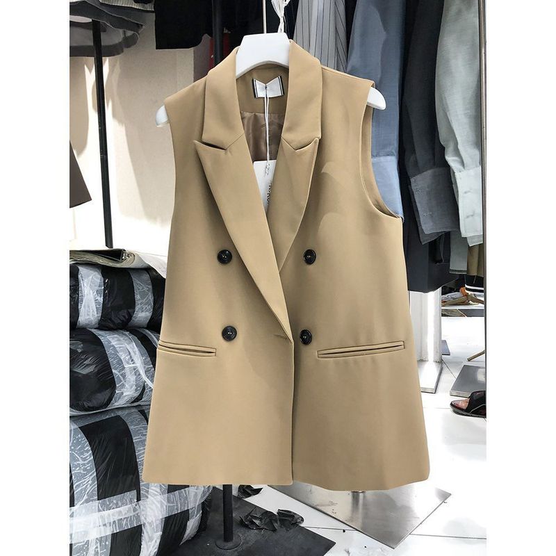 韩版简约西服黑色马甲女外套春秋休闲25新款气质无袖马夹西装外穿|undefined