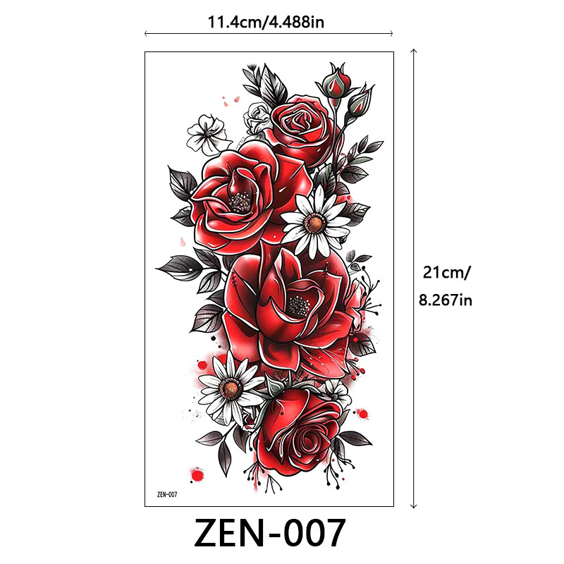 新品跨境 ZEN小全臂纹身贴半臂纹身贴动物花朵万圣节纹身贴tattoo|undefined