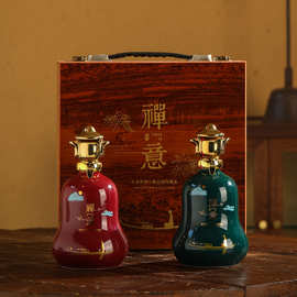 景德镇陶瓷空酒瓶1斤禅意葫芦家用密封小酒壶酒具创意装饰小摆件