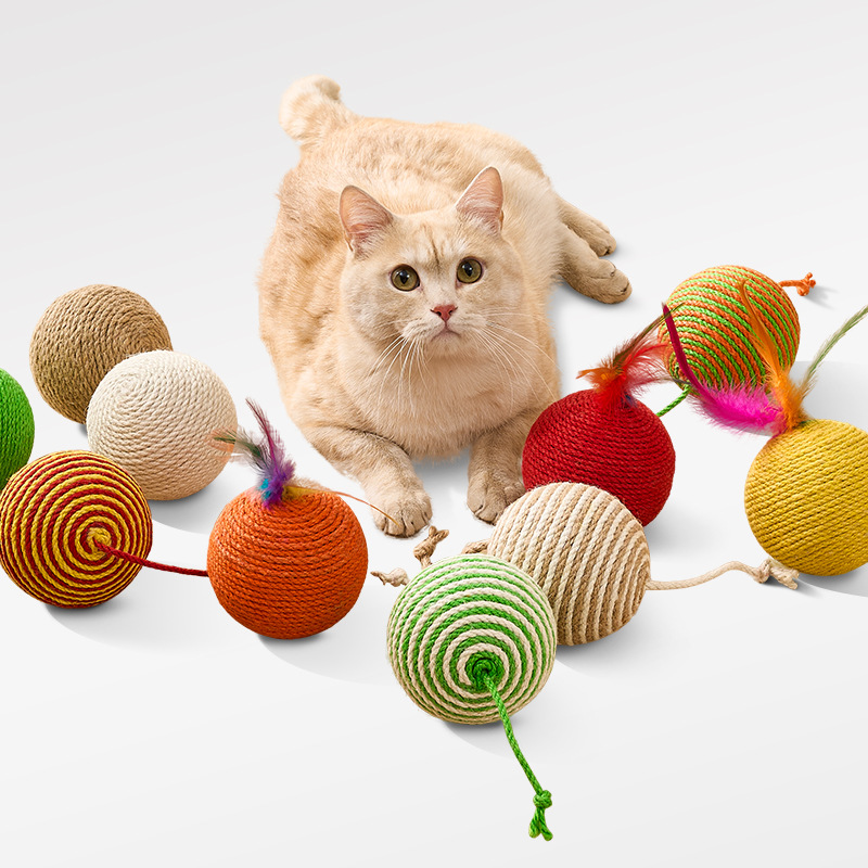 Extra-Large Hemp Ball Cat Toy for Self-Entertainment, Boredom Relief, and Teeth Grinding, with Bell, Durable Against Scratching and Biting, Cat Toy Supplies