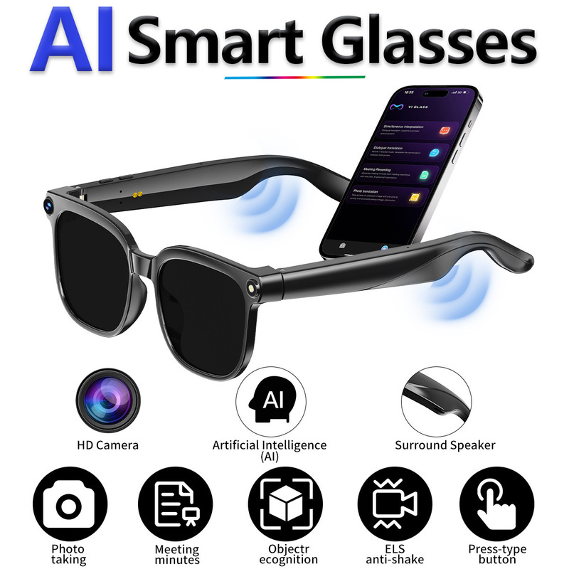 Cross-Border New Smart Glasses 800W Photo and Video Simultaneous Translation Bluetooth Call Ai Assistant Smart Glasses