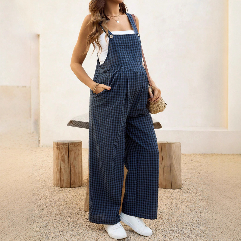 European and American Foreign Trade Maternity Wear Amazon Independent Station Spring and Summer Casual Plaid Jumpsuit Loose Maternity Overalls European and American Foreign Trade Maternity Wear Amazon Independent Station Spring and Summer Casual Plaid Jumpsuit Loose Maternity Overalls