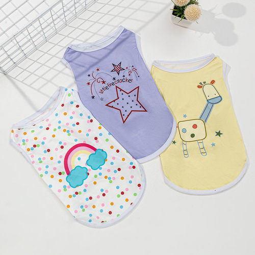 Source Factory Cute Cartoon Printed Vest Spring and Summer Pet Clothing Puppy Vest Pet Clothes Puppy Clothing