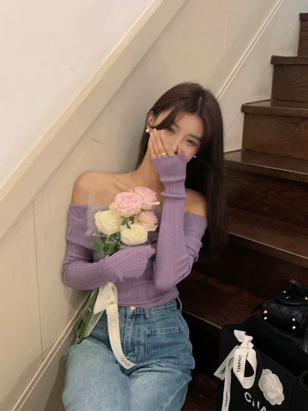 Ленивый стиль, воротник с открытыми плечами, съемные рукава, дизайн, чувство, две одежды, стиль Pure Desire, облегающий базовый свитер