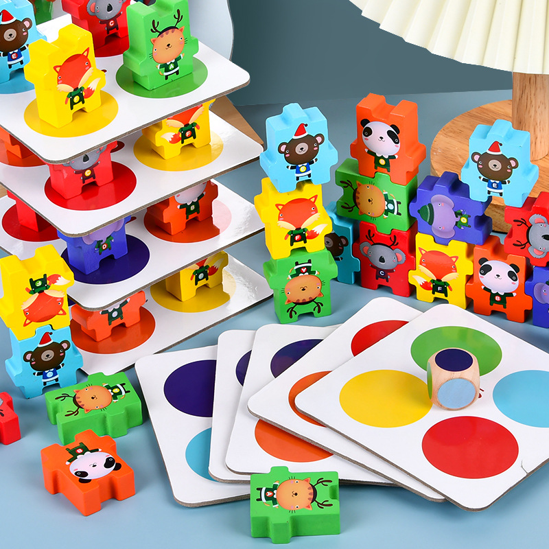 新款儿童动物叠叠乐积木平衡亲子互动 早教益叠叠高桌面游戏玩具|ms