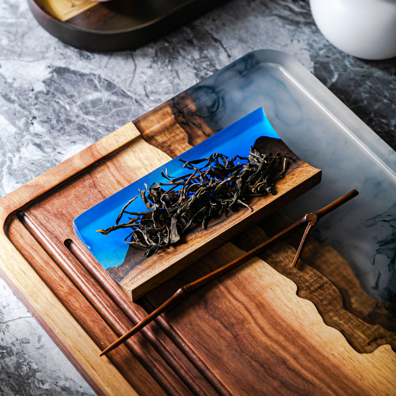 Ébano cucharadita alas de pollo cuchara de té de madera palisandro pala de té cuchara de té kung fu juego de té seis accesorios de caballero