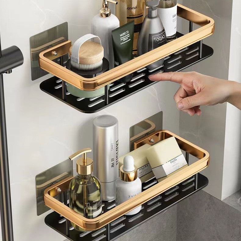 Baño sin perforaciones rack de almacenamiento baño inodoro artículos de tocador estante de almacenamiento montado en la pared