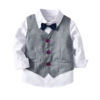 Long-sleeve for boys, vest, trousers, bow tie, set, children's clothing, 4 piece set