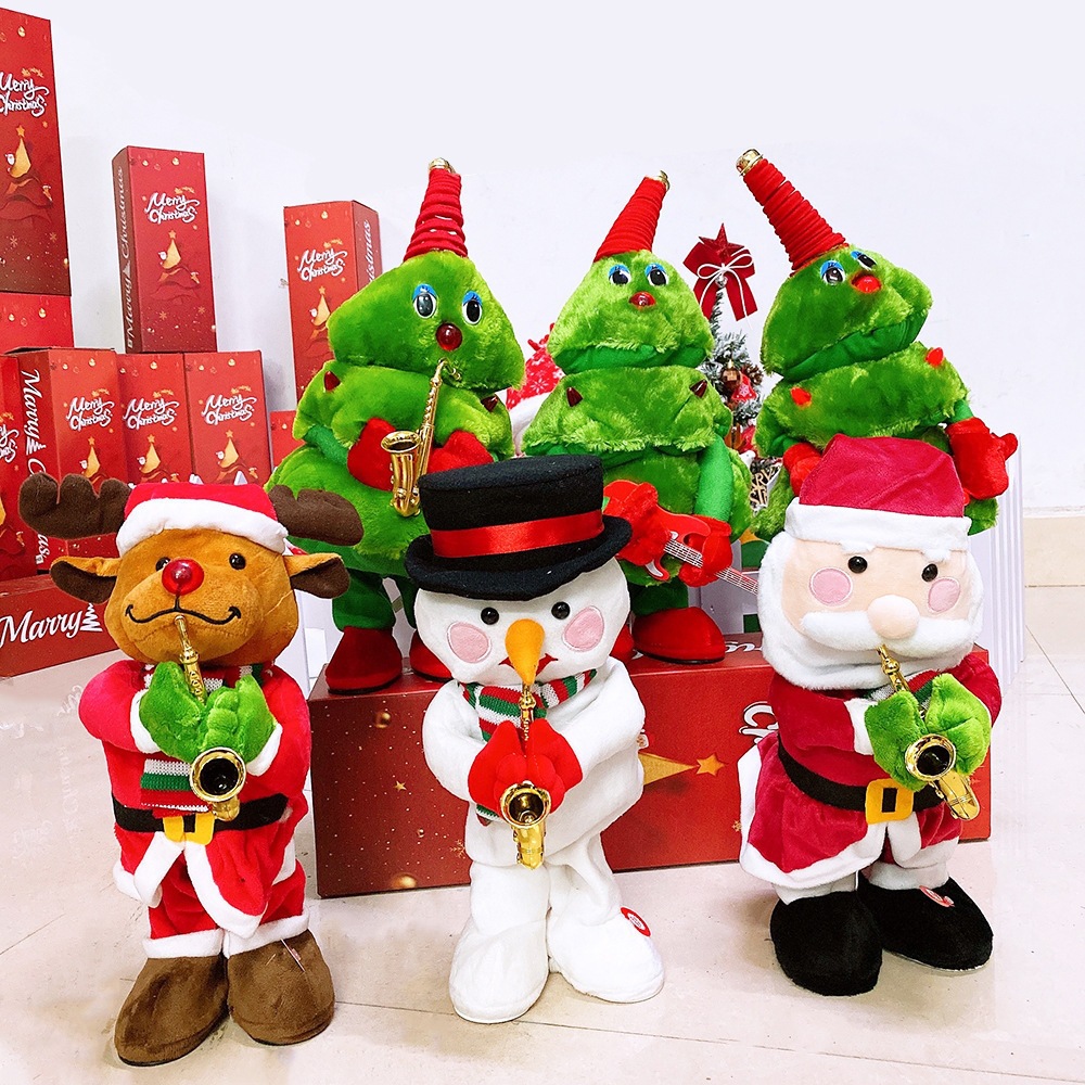 Transfronterizo cantar y bailar árbol de Navidad eléctrico balanceo juguetes de peluche brillante árbol de Navidad regalos de Halloween