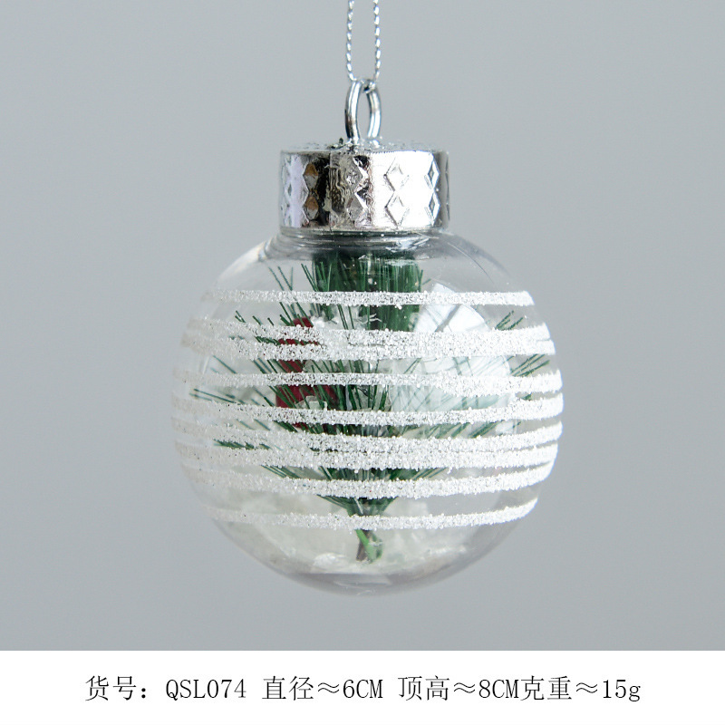 Decoraciones de vacaciones de Navidad 6cm transparente BOLA DE Navidad copo de nieve paisaje colgante bola Hotel Mall diseño de árbol de Navidad