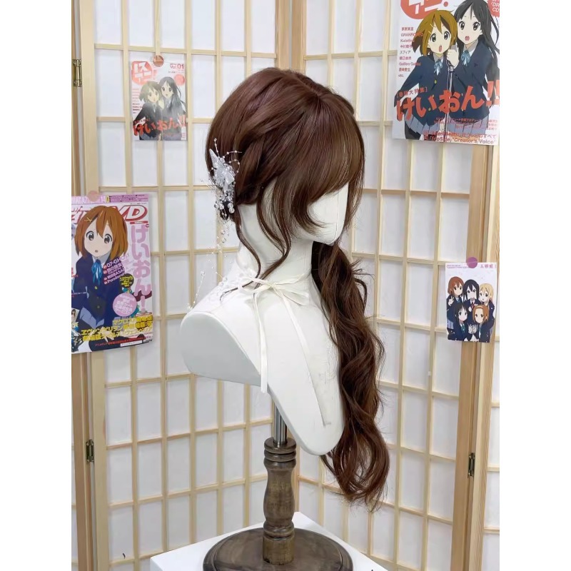 Koni Vintage Japanse stijl lange krullende pruik in chocoladebruin - zacht en lief Lolita volledig hoofdkostuum