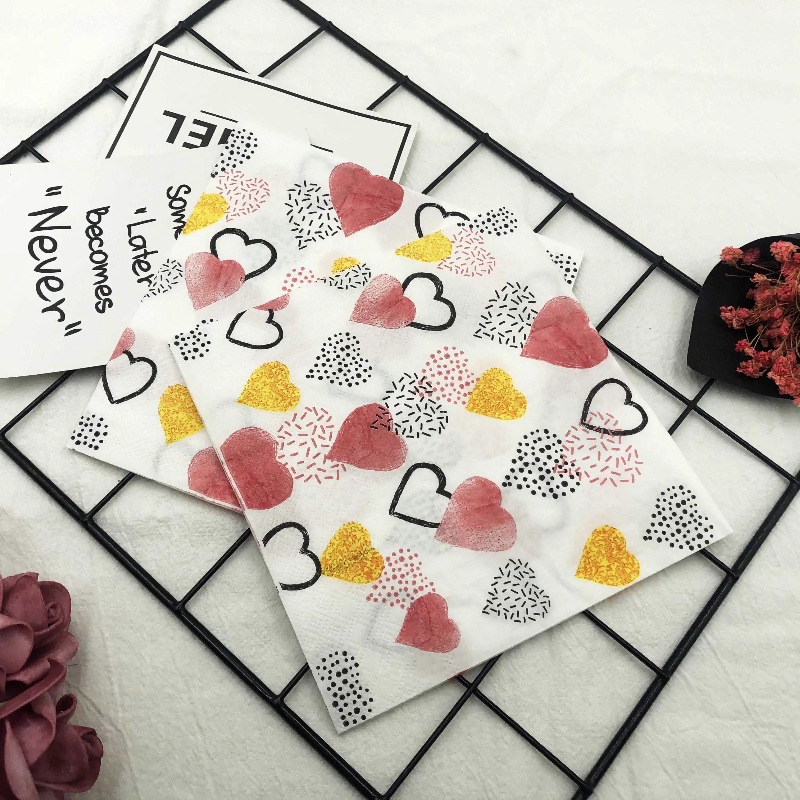 Servilletas de Papel Estampadas 2 Capas 33cm 20 Hojas de Pulpa de Madera para Bodas