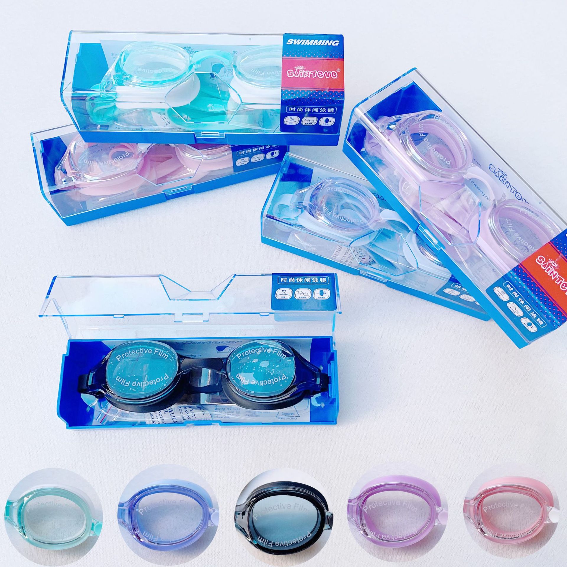 뜨거운 판매 추천 방수 수영 고글 남여 수영복 거울 평면 수영 고글 조정 가능한 멀티 컬러 옵션 공장 직접 판매