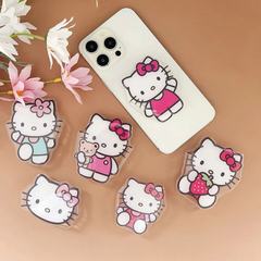 Cartoon KT Cat Acrylic Airbag Bracket Lazy Foldable Telescopic Cushion Droplet Gel Strawberry Cat Phone Stand Factory