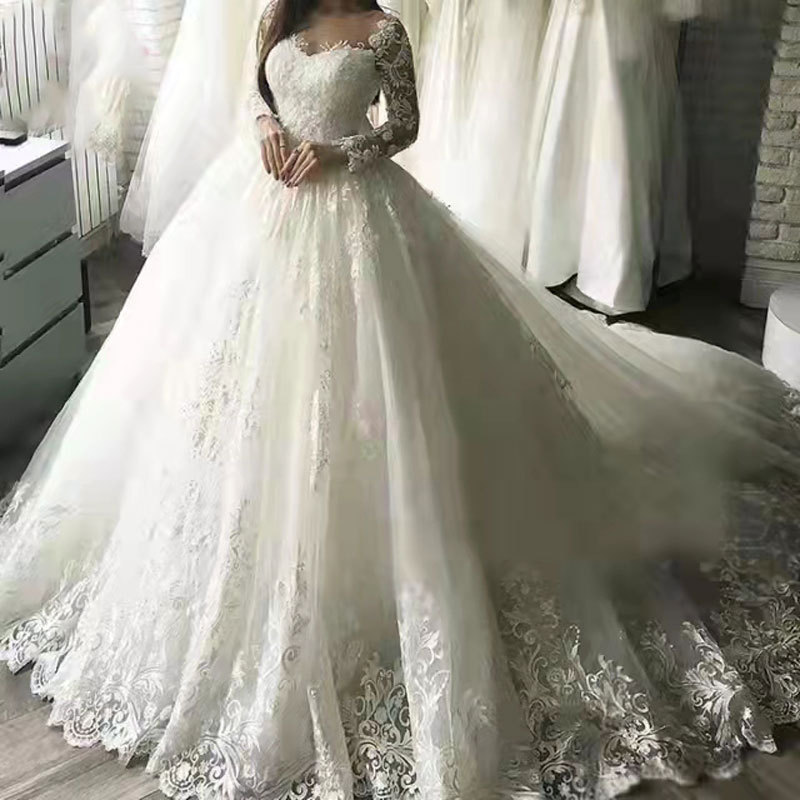 Comercio exterior europeo y americano Amazon AliExpress Wish nuevo vestido de novia vestido de noche de encaje de manga larga vestido de novia image 2