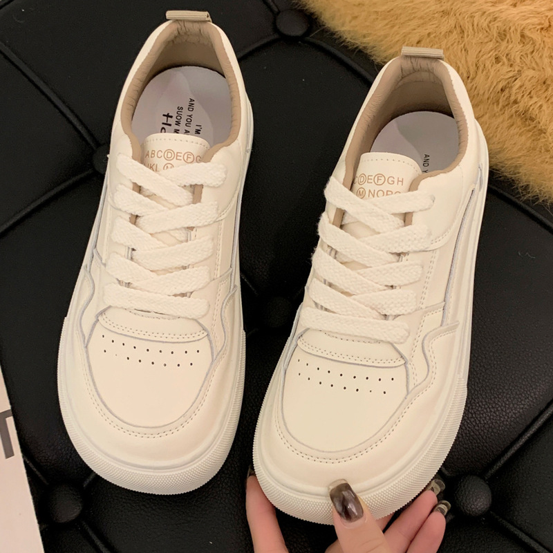 Mango Head White Shoes Women's Shoes 2025 Spring and Summer New Flats Bottom Lightweight Versatile Casual Shoes Sports Board Shoes