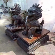 1.8米高铜麒麟雕塑 酒店公司门口铜麒麟摆件 纯铜神兽瑞兽独角兽