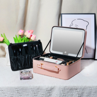Cosmetic Bag with Mirror, Led Light, Can Be Hung on Luggage, Portable Tattoo and Makeup Artist's Special Tool Box, Cosmetic Case for Women