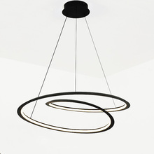 現代簡約餐廳吧台LED線條燈北歐客廳設計師創意圓環卧室 網紅吊燈